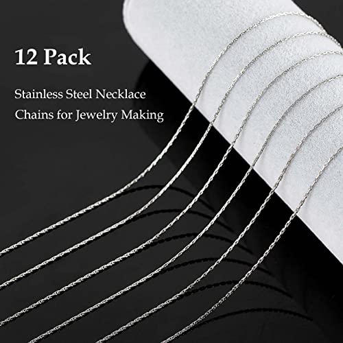 UMAOKANG 12 Pack Thin Chain Necklace for Jewelry Making, Silver Stainless Steel Flexible Snake Chains Bulk DIY Jewelry Supplies (18 Inches) - color: Silver, size: 18 Inch