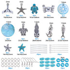 SUNNYCLUE 1 Box DIY 10 Pairs Starfish Mermaid Turquoise Earring Making Starter Kit Ocean Beach Summer Theme Earrings Synthetic Turquoise Beads Turtle Fish Crab Slipper Charm for DIY Jewelry Making - color: Ocean Earrings 4