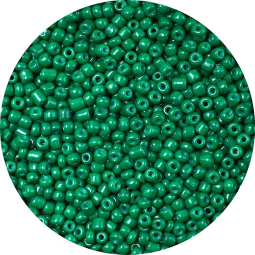 2000pcs Green Glass Seed Beads, Colorful Tiny 4mm Beads for Jewelry Making, Beading Supplies. - color: Green
