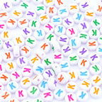 300Pcs Round Letter Beads K 4X7mm Single Small Letter Beads for Friendship Bracelets Making - color: Round - K