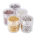 PH PandaHall 1350pcs 3mm Spacer Beads, Smooth Tiny Spacers Metal Iron Round Ball Loose Beads Gold Plated Seed Beads for Summer Hawaii Stackable Earring Necklace Bracelet Jewelry Making 5 Color