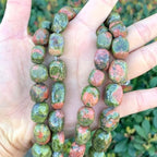 Adabele 15 Inch Natural Unakite Jasper Gemstone Tumbled Round Nugget Loose Beads 10mm-13mm Gem Stone Spacer for Craft Jewelry Making GZ4-10 - color: Unakite, size: 15 Inch/1 Strand