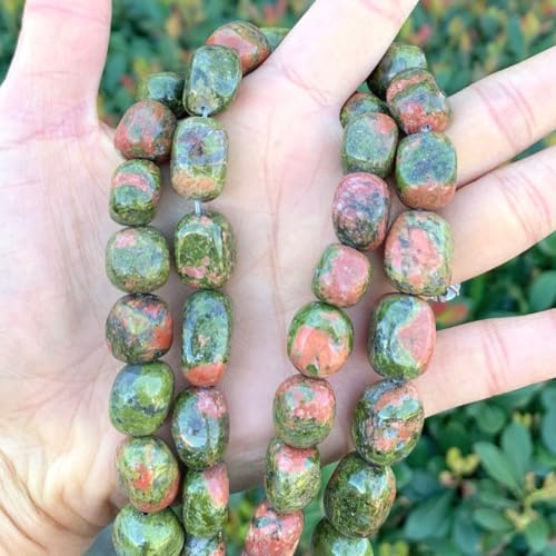 Adabele 15 Inch Natural Unakite Jasper Gemstone Tumbled Round Nugget Loose Beads 10mm-13mm Gem Stone Spacer for Craft Jewelry Making GZ4-10 - color: Unakite, size: 15 Inch/1 Strand