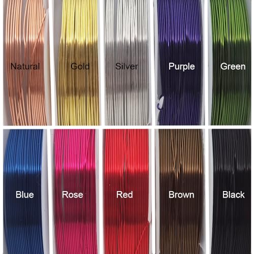 INSPIRELLE 10 Packs Copper Wire 24 Gauge Mixed Colors Craft Jewelry Beading Wire for Beginner Practice 0.5mm - size: 24 Gauge (0.5mm)