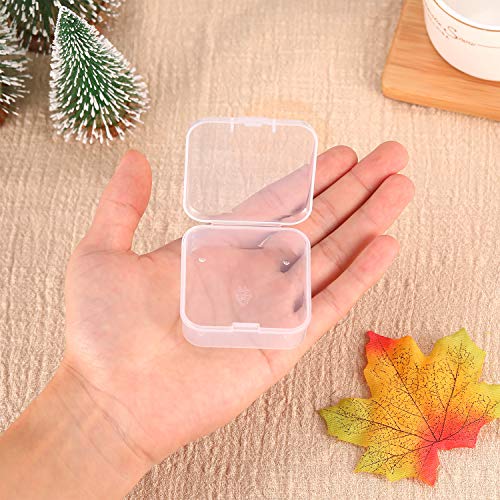 SATINIOR 12 Pack Clear Plastic Beads Storage Containers Box with Hinged Lid for Beads and More (2.12 x 2.12 x 0.79 Inch) - size: 2.12 x 2.12 x 0.79 Inch
