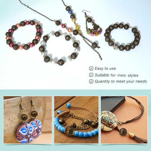 TOAOB 100pcs 10mm Antique Bronze Filigree Hollow Ball Beads Round Metal Loose Spacer Beads for DIY Crafts Bracelets Necklaces Earrings Jewelry Making - color: Antique bronze, size: 10mm