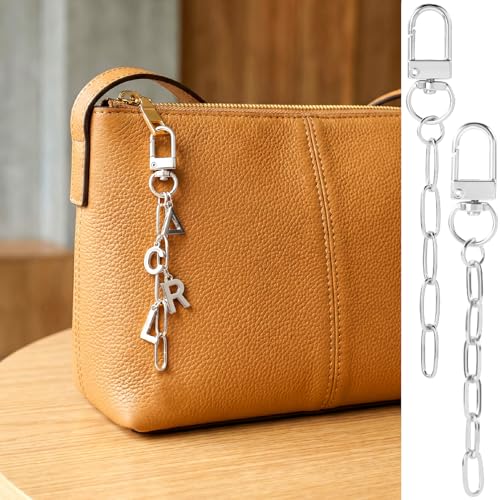 Hzopcw 20pcs Silver Keychain Making Kit, Key Ring Swivel Snap Hook Chains, Extender Keychain Bag Charm Kits for DIY Crafts Jewelry Making Handbag Purses- 4 Styles - color: Silver-20pcs-4 Style