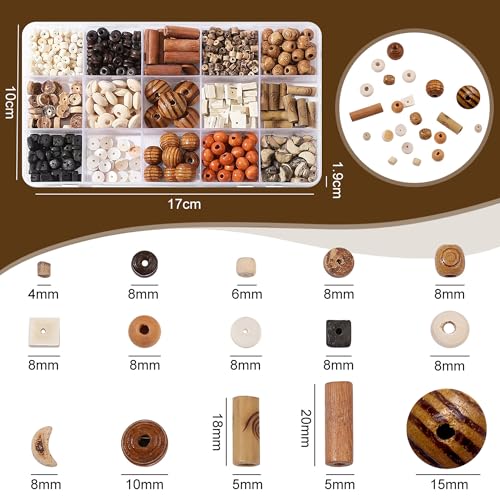 RACIOCK 630Pcs Natural Coconut Shell Beading for Jewelry Making Kit - Handmade Boho Craft Beads with Wood & Shell Spacers for Bracelet, Necklace, DIY Crafts, Boho Style Jewelry Gifts for Woman Man