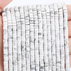 Natural White Howlite Heishi Spacer Beads Loose Semi Precious Flat Round Gemstone Disc Shape Stone for Beading Jewelry Making 4x2mm 15.5" - color: White Howlite