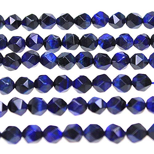 MJDCB Best Sellers Natural Stone Beads Faceted Polygon Blue Tiger Eye Crystal Energy Stone Healing Power for Jewelry Making(8mm) - color: Blue Tiger Eye