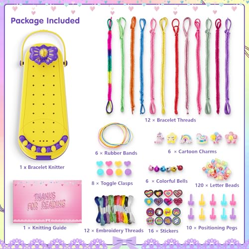2-in-1 Friendship Bracelet Making Kits: DIY Art and Crafts Jewelry String Braiding Set Toys with Storage Box for Kids - Christmas Birthday Gifts for Girls Age 6 7 8 9 10 11 12 Year Old - Yellow - style: Yellow