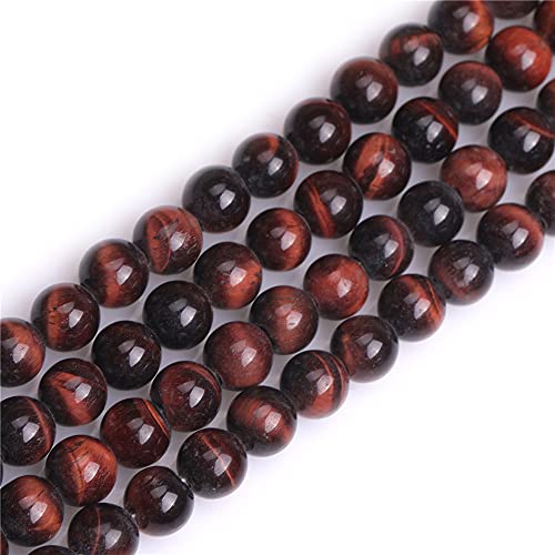 JOE FOREMAN 12mm Natural Red Tiger Eye Beads Semi Precious Gemstone Round Big Hole Chakras Loose Beads for Jewelry Making DIY Handmade Craft Supplies 15" - color: Big Hole, size: 12MM