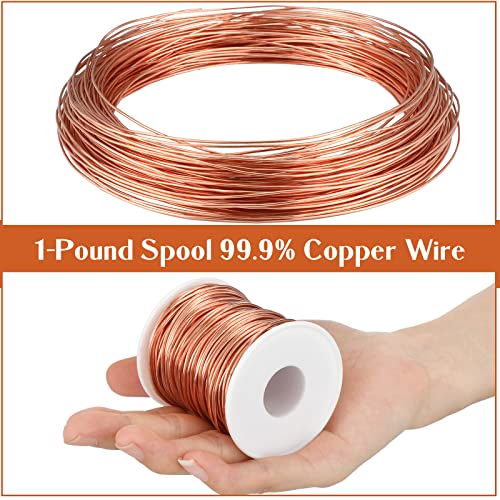 Therwen 12 Gauge Copper Wire for Electroculture, Gardening Plants, Jewelry Making DIY Beading Craft Bendable Solid Bare Copper Wire, 1 Pound Spool(0.080'' Dia, 52.5' Length) - size: 0.080'' Dia, 52.5' Length, style: 12 Gauge