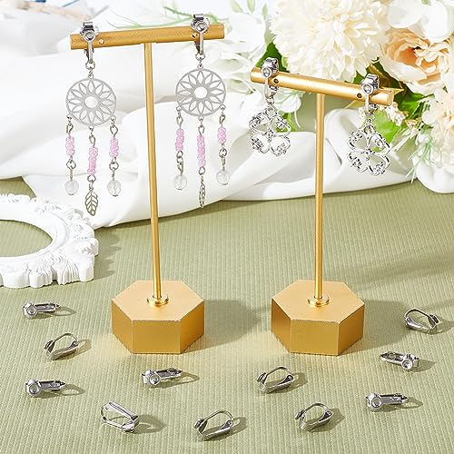 UNICRAFTALE 70Pcs 304 Stainless Steel Clip-on Earring Converter Components Hypoallergenic Round Earring Clip Backs DIY Earring Making for Women Non-Pierced Ears - color: Steel Color