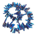Adabele 30 Inch Natural Raw Healing Crystal Quartz Gemstone Loose Beads Small Drilled Point Sapphire Blue AB Titanium Coated Chakra Gem Stone Drop Stick GA4 - color: Sapphire Blue Ab, size: Small Size (30 Inch/2 Strands)