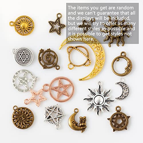 stino 100 G Mixed Style Metal Charms for Jewelry Making, Bulk Silver & Gold Plated, for Bracelet, Necklace, Earrings DIY Crafts - style: Celestial