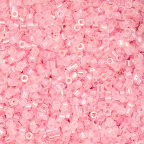 John Bead 25g Cylin Beads Pink Glow in Dark AB 11/0 Glass Cylindrical Seed Beads for Jewelry Bracelets Necklaces Earrings Making Embroidery - color: Pink Glow in Dark AB
