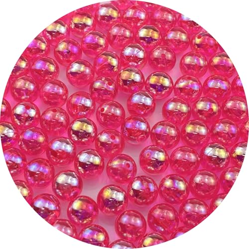 100pcs 12mm Acrylic Round Beads AB Colors Acrylic Beads Round Spacer Beads with Hole for DIY Bracelet Necklace Jewelry Making Supplies Handmade Craft(Rose Red AB) - color: Rose Red AB, size: 12mm
