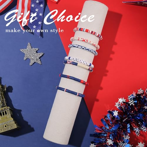 ADIIL 7200pcs Clay Beads Bracelet Making Kit, 6mm Polymer Heishi Beads for Jewelry Making, Friendship Bracelet Kit Birthday Gift for Adults Red Blue White - color: Red Blue White