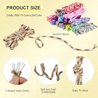 Cheriswelry 4mm Elastic Bracelet String Cord Soft Stretch Polyester Cord Chinese Knotting Cord for Necklace Bracelet Jewelry Making Macrame Sewing Supplies (15 Bundles)