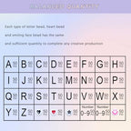 Amaney 1600pcs Acrylic Letter Beads - 4x7mm White, A-Z 31 Styles for Jewelry Making Bracelets, Necklaces, Key Chains - color: White&hearts, size: 7x4mm