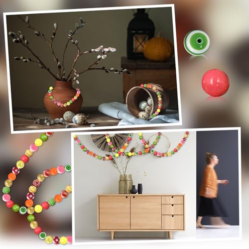 50Pcs Yellow Green Chunky Bubblegum Beads, 20mm Chunky Bubble Gum Beads for Adult DIY Beadable Pens Bracelets Necklaces Pearl Beaded Craft Mother's Day Jewelry Making - color: Rose Red+Light Green