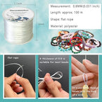 Flat Elastic Line 0.8 mm Elastic Bracelet Rope Bead Rope for String Jewelry Production and Bracelet Production (100 m) - size: 1 pack