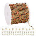 UMAOKANG 10 Meters Black Orange Enamel Bead Chain for Jewelry Making Gold Plated Stainless Steel Necklace Bracelet DIY Chains - color: Blak Orange-Gold