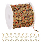 UMAOKANG 10 Meters Black Orange Enamel Bead Chain for Jewelry Making Gold Plated Stainless Steel Necklace Bracelet DIY Chains - color: Blak Orange-Gold