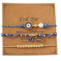 Evil Eye Heart Charm Stackable String Rope Colorful Beaded Bracelets Set For Women, Boho Handmade Adjustable Protection Lucky Gold Jewelry, Daily Party Friendship Gift - color: Blue