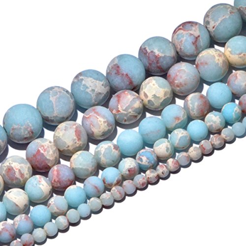 AD Beads Beautiful Natural Matte Gemstone Round Spacer Loose Beads 4-12mm (4mm, 14 Matte Sediment Jasper) - color: 14 Matte Sediment Jasper, size: 4mm