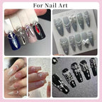 3D Mini Small Metal Stainless Steel Caviar Nail Beads Balls, 0.8-3mm Gold Silver Alloy Nail Art Chain Charms Studs with Tweezers and Dual-end Brush (1-K1-metal-beads) - color: 1-K1-metal-beads