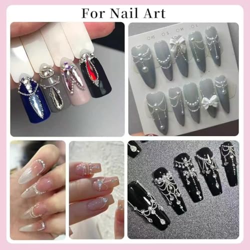 3D Mini Small Metal Stainless Steel Caviar Nail Beads Balls, 0.8-3mm Gold Silver Alloy Nail Art Chain Charms Studs with Tweezers and Dual-end Brush (1-K1-metal-beads) - color: 1-K1-metal-beads