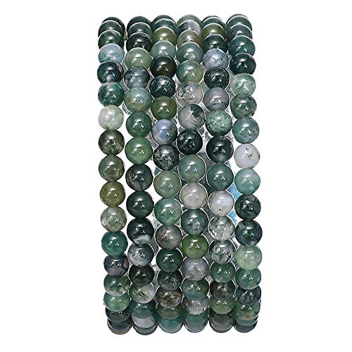 BEADIA Natural Moss Agate Stone Round Loose Semi Gemstone Beads for Jewelry Making 4MM 38cm/Strand - color: Moss Agate, size: 4mm