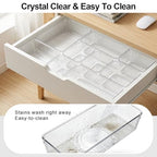25 Pcs Makeup Drawer Organizer Set, 4 Sizes Versatile Bathroom and Vanity Drawer Organizer for Makeup, Non-Slip Desk Organizer Trays for Bedroom, Office, Fits Jewelry and Office Supplies - size: 25Pack