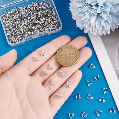 PH PandaHall 200pcs 304 Stainless Steel Wire Guardian, 5x7x2mm U-Shape Cable Protector Wire Guard Loops Thread Protector for Earring Bracelet Necklace Pendants Jewelry DIY Crafts Making, Hole 1.6mm