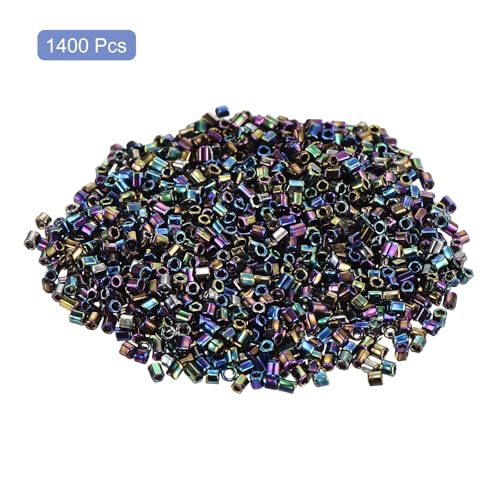 uxcell 1400Pcs Glass Bugle Beads, 1.5x1.5mm Tube Mini Loose Glass Seed Spacer Bead for DIY Earrings Necklaces Bracelets Jewelry Making (Electroplating Black) - color: Electroplating Black, size: 1.5x1.5mm