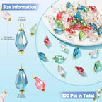 Ipotkitt 100 Pcs Colorful Glass Water Drop Charms Faceted Crystal Teardrop Bead Charms Drop Shaped Dangle Charms for DIY Earrings Necklace Jewelry Making - color: 100pcs-Big Drop Charms-20~21mm