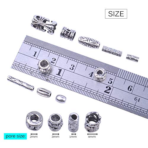 BronaGrand 100g (about 250-400pcs) Antique Silver Column Spacer Beads Bracelet Charms Necklace Pendants Jewelry Findings Accessories for Bracelet Necklace Jewelry Making - color: Antique Silver