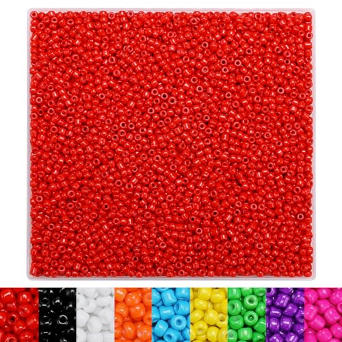 IOOLEEM Red Seed Beads, 4000+pcs 3mm Glass Beads for Jewelry Making, Bracelets - color: Red, size: 3mm / 4000pcs