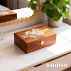 Travel Jewelry Case Small Wood Jewelry Organizer Jewelry Box for Women (Nut-Brown Print C) - color: Nut-Brown Print C
