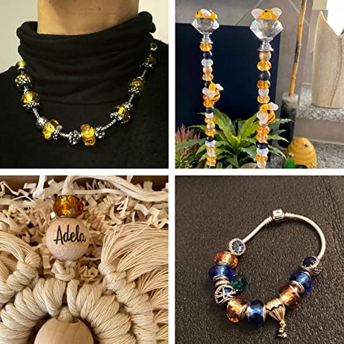100pcs 14mm Large Hole Glass Crystal Faceted Beads - Gold European Crystal Spacer for Necklace, Earring, Bracelet Crafts Jewelry Making - color: Gold