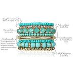 RIAH FASHION Multi Color Stretch Beaded Stackable Bracelets - Layering Bead Strand Statement Wrap Bangles - color: Natural Stone - Turquoise, size: 7.0 Inches Length