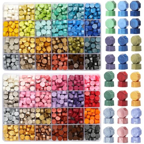 1200pcs Wax Seal Beads,48 Assorted Color Sealing Beads Ideal for Wax Seal Stamp Wedding Letter Envelope Decor Wine Bottle Sealing (Multi Color) - color: Multi Color