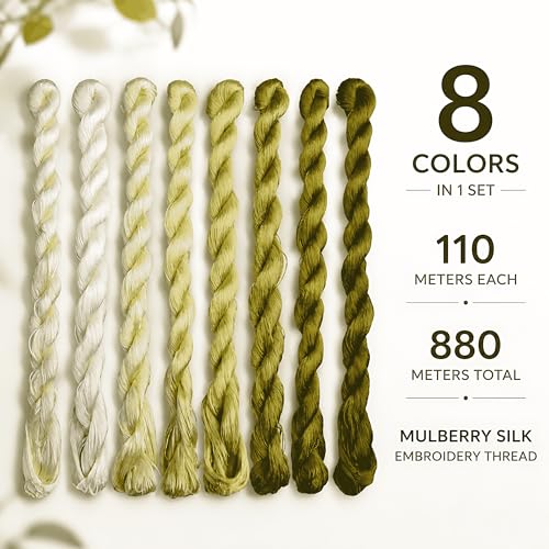 Natural 100% Silk Thread, Handmade Embroidery Thread Silk Floss 8 Colors 110m Each (72) - color: 72