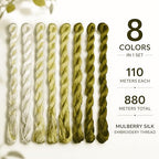 Natural 100% Silk Thread, Handmade Embroidery Thread Silk Floss 8 Colors 110m Each (72) - color: 72
