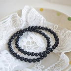 Natural Healing Gemstone Bracelet Handmade Yoga Stretch Elastic Bracelet Stress Relief Crystal Jewelry for Men and Women - color: Black Onyx (Positive Energy), size: 6mm
