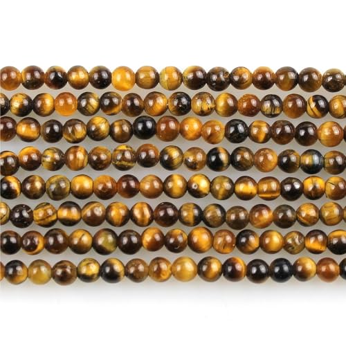 MJDCB 320pcs Natural Small Stone Beads 2mm Yellow Tiger Eye Round Smooth Loose Gemstone Bead for Jewelry Making Bracelets Earrings Necklaces Accessories - color: Yellow Tiger Eye