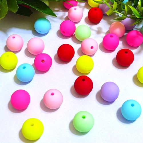 Mixed Lots Colorful Silicone Round Bead DIY Beading Hairband Bracelets Necklace Craft Embelishment (Mixed Colors-Silicone#2) - color: Mixed Colors-Silicone#2