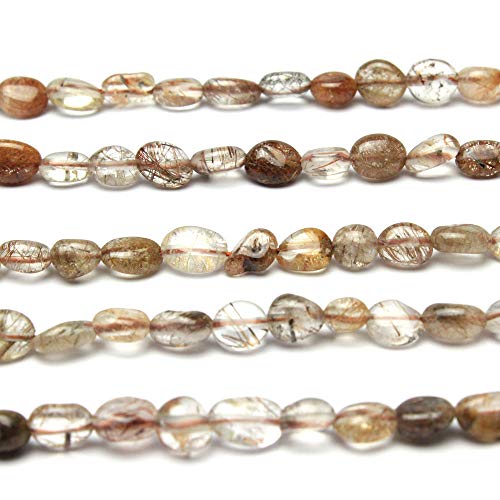 MJDCB Natural Irregular Shape Stone Beads 6-8mm Copper Color Quartzrutilated Gemstone Energy Cured for Jewelry Making Necklaces - color: Copper Color Quartzrutilated